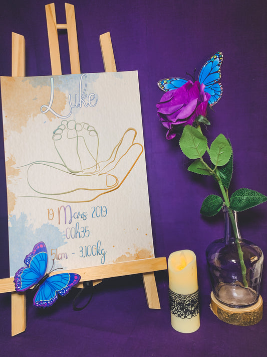 Affiche naissance aquarelle